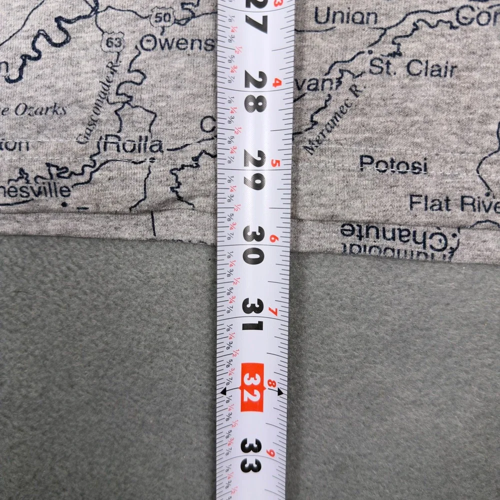 Vintage 90s Iowa Home Sweet Home All Over Print Map Ringer T-Shirt Gray XL 2XL
